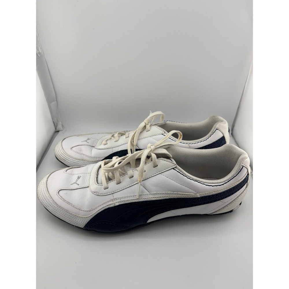 Puma Speed Cat White Navy Blue Leather Low Top Racing Sneakers Mens 10.5 300444
